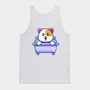 Cute cat in a bathtub cartoon character Tank Top